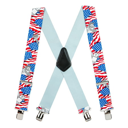 Clip SuspenderStore Mens USA Liberty Suspenders 2 Inch Wide
